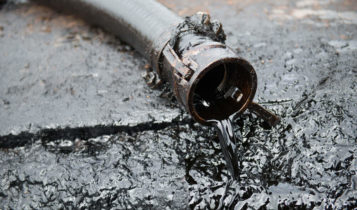 crude oil coming out of a hose