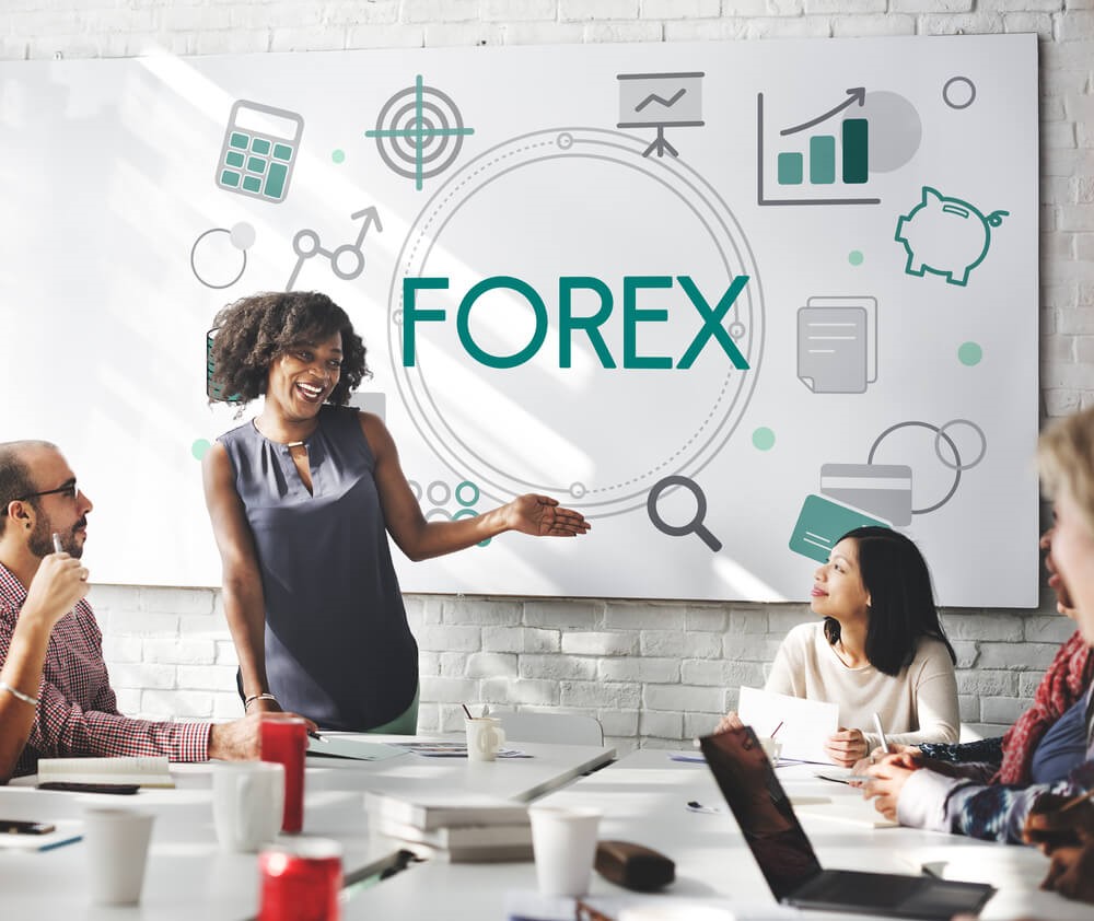A group of people discussing forex trading – Finance Brokerage 