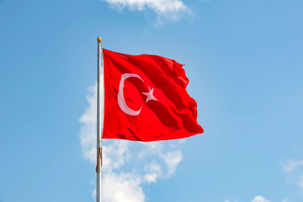 Turc : le drapeau turc en gros plan