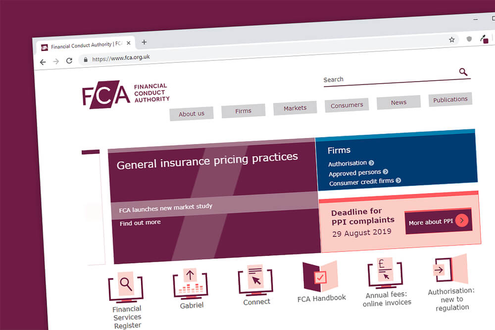 UK: Financial Conduct Authority website homepage.