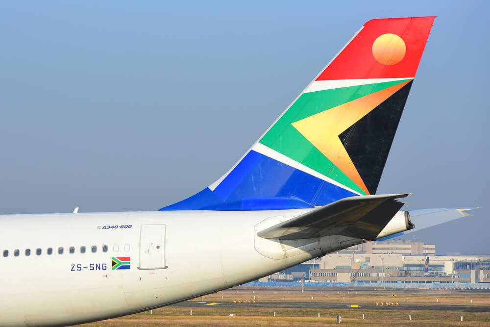 Union Strikes: South African Airways Airbus A340-600 on the runway.