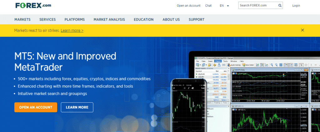 Forex.com Review: broker homepage