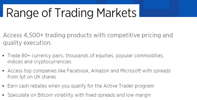 Forex.com: range of trading markets