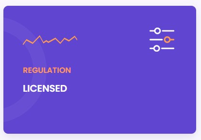 Purple banner with icons emphasizing 'Regulation' and 'Licensed' for a trading platform.
